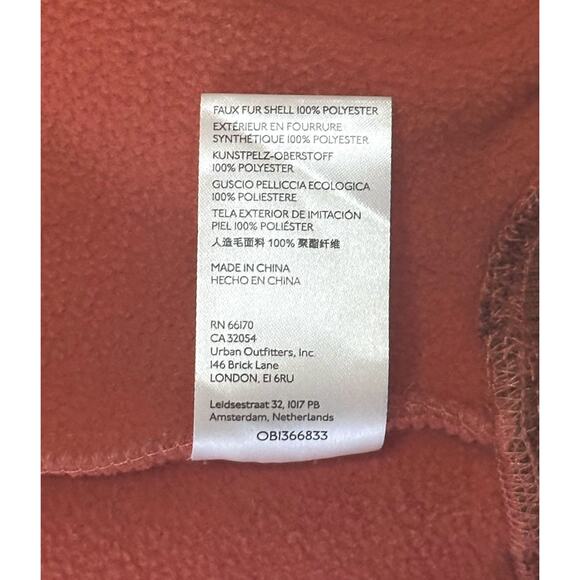 FREE PEOPLE Shasta Cardi Sherpa Bomber Jacket Snap Closure Orange Relaxed L - Picture 12 of 14